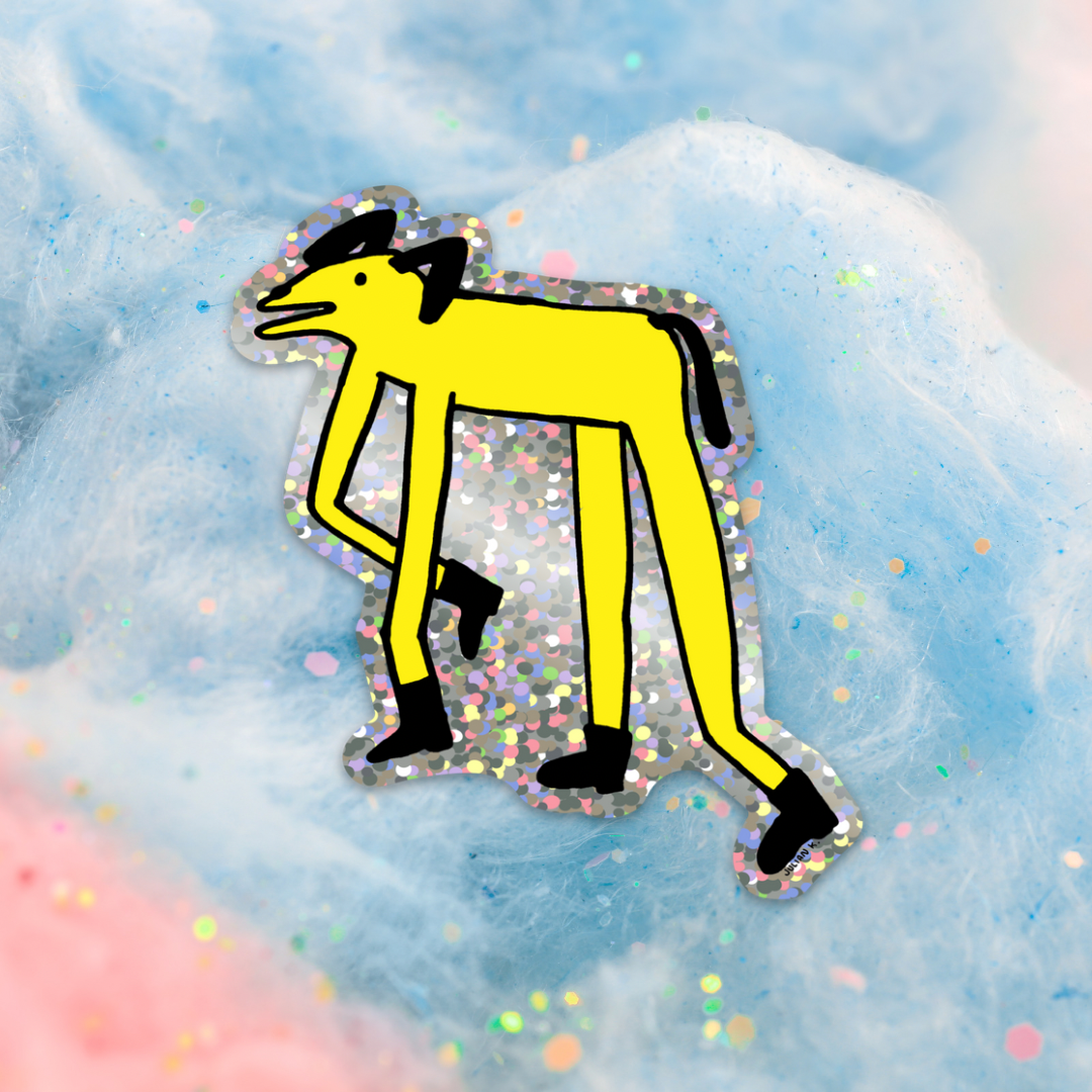 Julian K illiustration Doggy Long Legs Glitter Vinyl Sticker